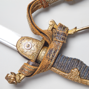 The 1889 Lions Head Sabre, a symbol of prestige and honor, was an exclusive weapon wielded by the elite Garde du Corps, the personal guard of the Prussian King.